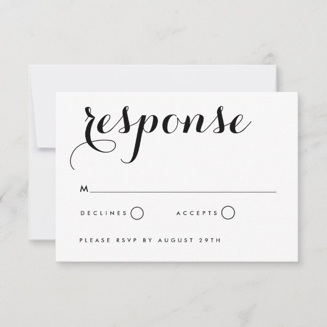 Carte de réponse RSVP pour invitation de mariage t (Devant)