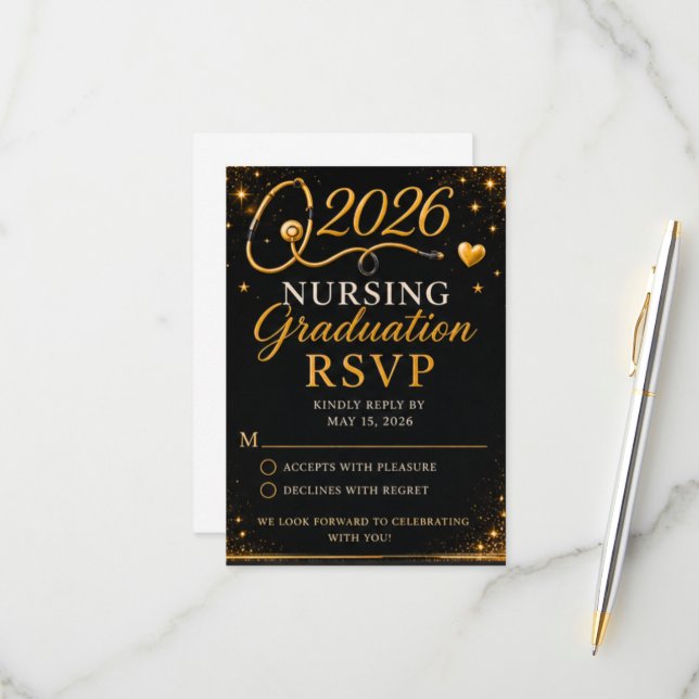 Carte de réponse RSVP pour la remise des diplômes  (Devant/Arrière en situation)