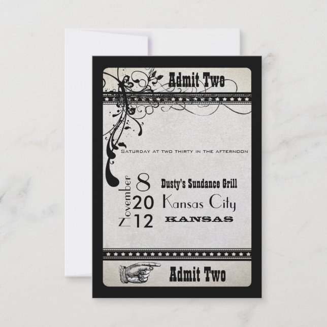 Carte de réponse RSVP pour le billet de spectacle  (Devant)