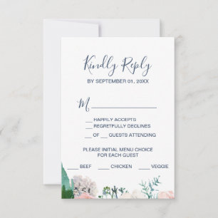 Carte de réponse RSVP pour le choix du menu de fle