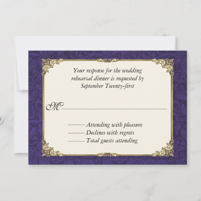 Carte de réponse RSVP pour le dîner de répétition  (Devant)