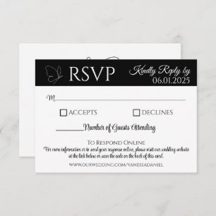 Carte de réponse RSVP pour le mariage des papillon