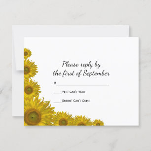Carte de réponse RSVP pour le mariage du tournesol
