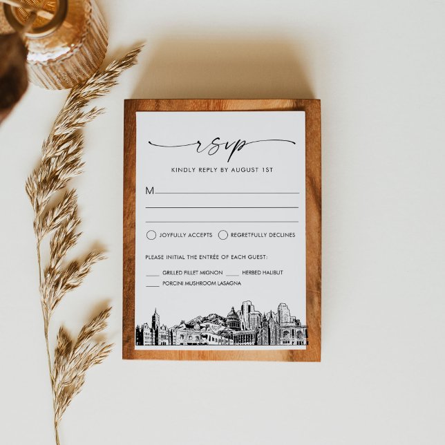 Carte de réponse RSVP pour le mariage Skyline de S (Créateur téléchargé)