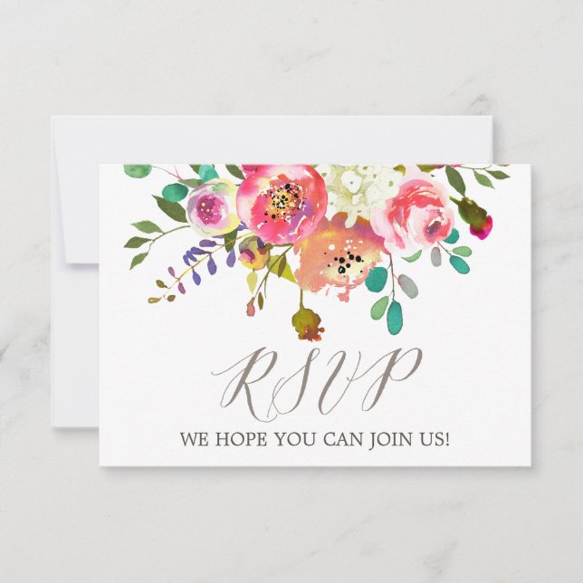 Carte de réponse RSVP pour le site Web du bouquet  (Devant)