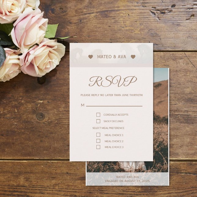 Carte de réponse RSVP pour les Chevaux de la Natur (The front and back of the Nature Horses wedding RSVP card (Add Your Photo))