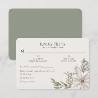 Carte de réponse RSVP pour les options de repas av