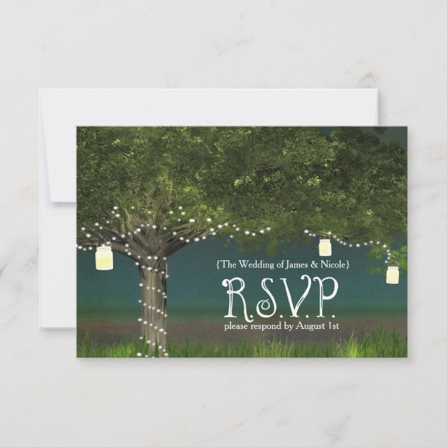 Carte de réponse RSVP pour lumières rustiques de c (Devant)