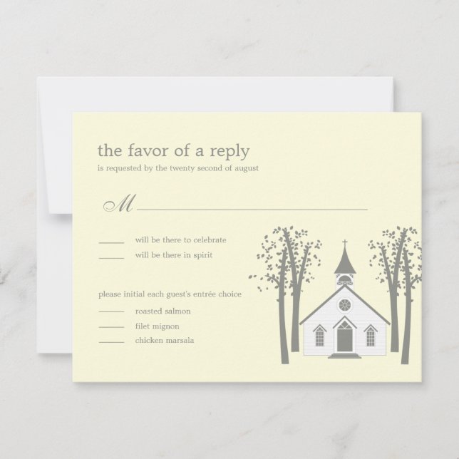 Carte de réponse RSVP pour mariage à la chapelle f (Devant)