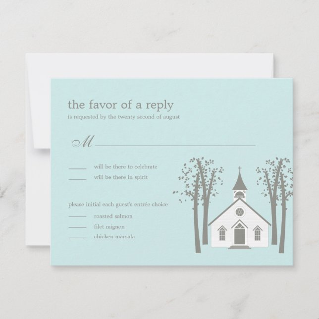 Carte de réponse RSVP pour mariage à la chapelle f (Devant)