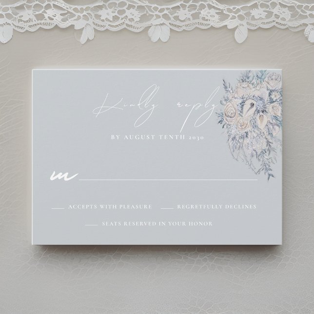 Carte de réponse RSVP pour mariage avec bouquet fl (Créateur téléchargé)