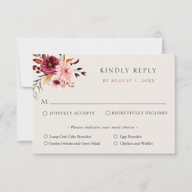 Carte de réponse RSVP pour mariage citrouille flor (Devant)