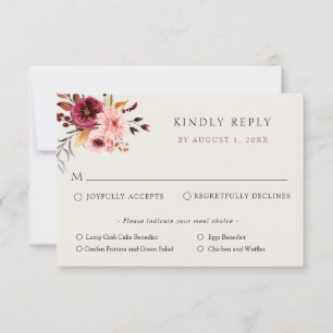 Carte de réponse RSVP pour mariage citrouille flor