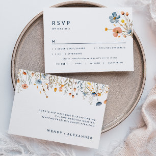 Carte de réponse RSVP pour mariage floral élégant