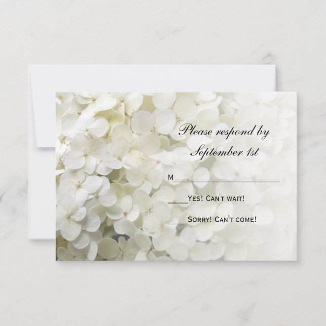 Carte de réponse RSVP pour mariage floral Hydrange (Devant)
