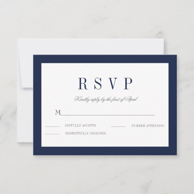 Carte de réponse RSVP pour mariage frontalier clas (Devant)