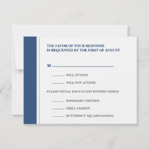 Carte de réponse RSVP pour mariage frontière bleu