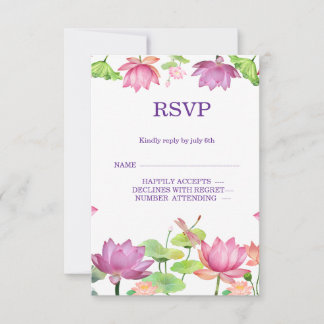 Carte de réponse RSVP pour mariage indien Lotus Fl
