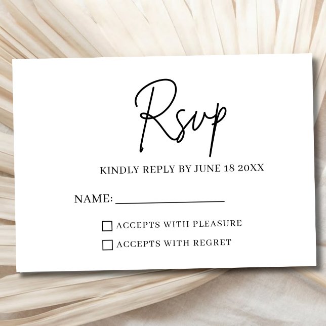 Carte de réponse RSVP pour mariage moderne minimal (Créateur téléchargé)