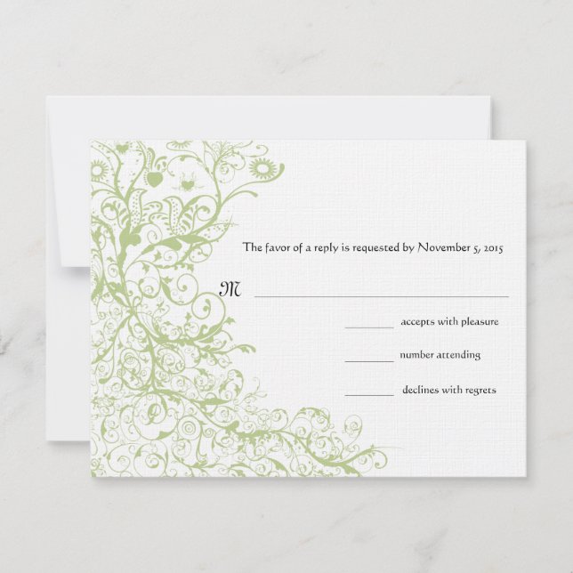 Carte de réponse RSVP pour mariage Oiseaux & Tourb (Devant)