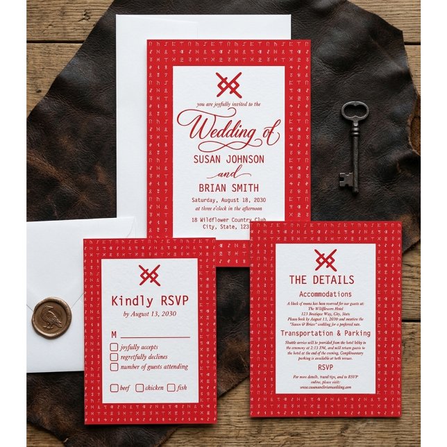 Carte de réponse RSVP pour mariage viking avec run (Créateur téléchargé)