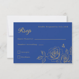 Carte de réponse RSVP pour Quinceañera bleu royal