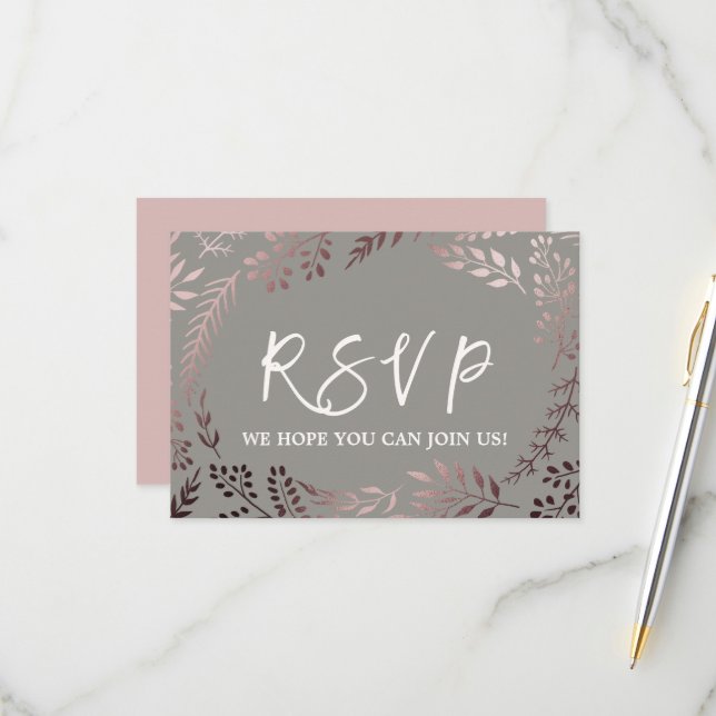 Carte de réponse RSVP pour un site web de mariage  (Devant/Arrière en situation)
