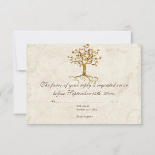 Carte de réponse RSVP Racines d'arbre tourbillonna