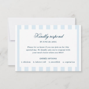 Carte de réponse RSVP rayée bleue
