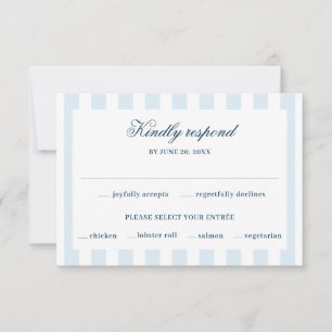 Carte de réponse RSVP rayée bleue