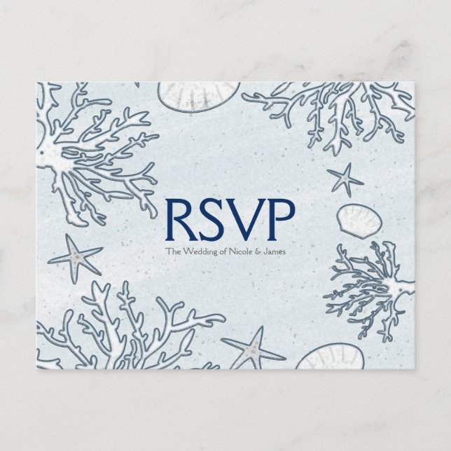 Carte de réponse RSVP Récif de corail de plage et  (Devant)