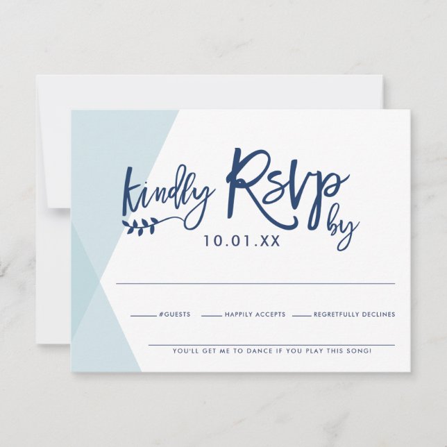 CARTE DE RÉPONSE RSVP REPONSE Style bleu pâle chev (Devant)