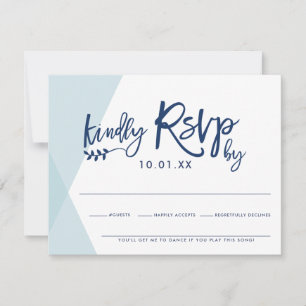 CARTE DE RÉPONSE RSVP REPONSE Style bleu pâle chev