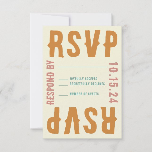 Carte de réponse RSVP Retro Bold Bright Typographi (Devant)