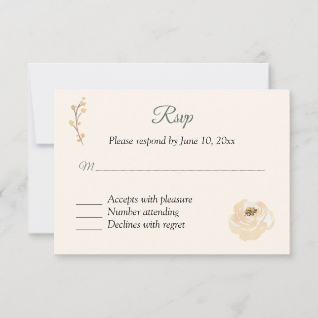 Carte de réponse RSVP Rose beige (Devant)