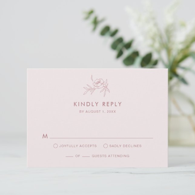 Carte de réponse RSVP rose floral (Debout devant)