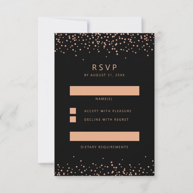 Carte de réponse RSVP rose or et Parties scintilla (Devant)
