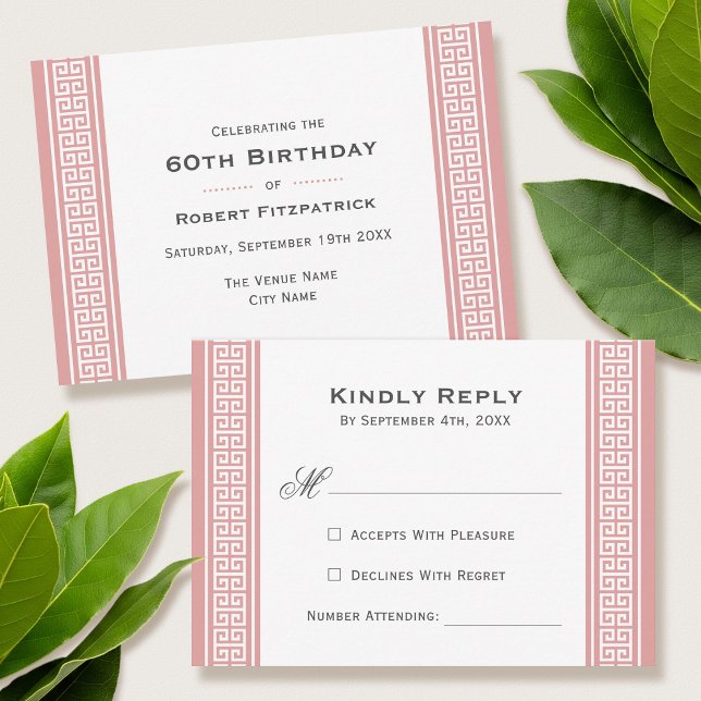 Carte de réponse RSVP rose pour fête d'anniversair (Créateur téléchargé)