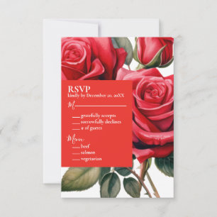Carte de réponse RSVP Roses Rouges