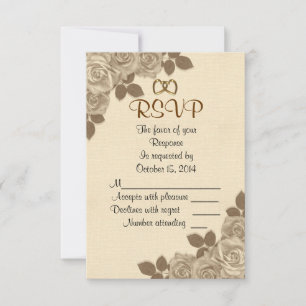 Carte de réponse RSVP roses sépia