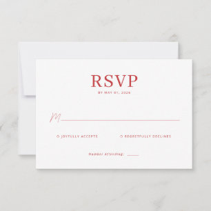 Carte de réponse RSVP Rouge Élégante