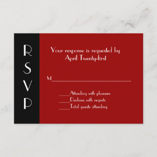 Carte de réponse RSVP rouge et noir tout usage