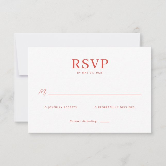 Carte de réponse RSVP rouge sophistiquée (Devant)