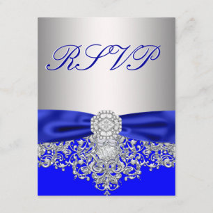 Carte de réponse RSVP Royal Blue et Silver