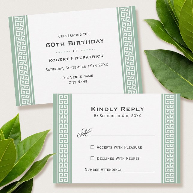 Carte de réponse RSVP RSVP verte classique pour fê (Créateur téléchargé)