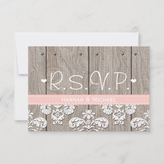 Carte de réponse RSVP Rustic Rose Hydrangea Weddin (Devant)