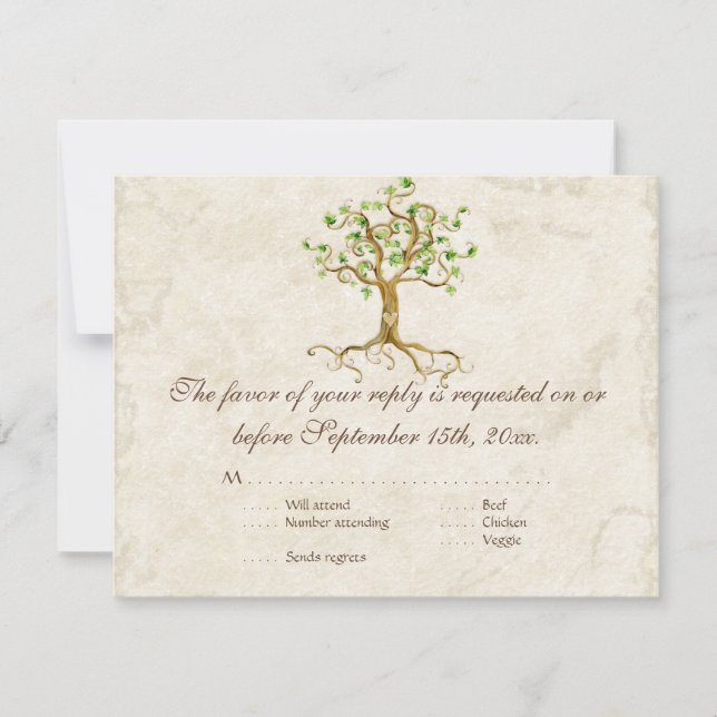 Carte de réponse RSVP Sage RSVP Swirl Tree Roots (Devant)
