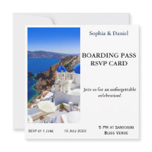Carte de réponse RSVP Santorini Boarding Pass
