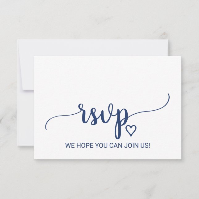 Carte de réponse RSVP simple calligraphie bleu mar (Devant)