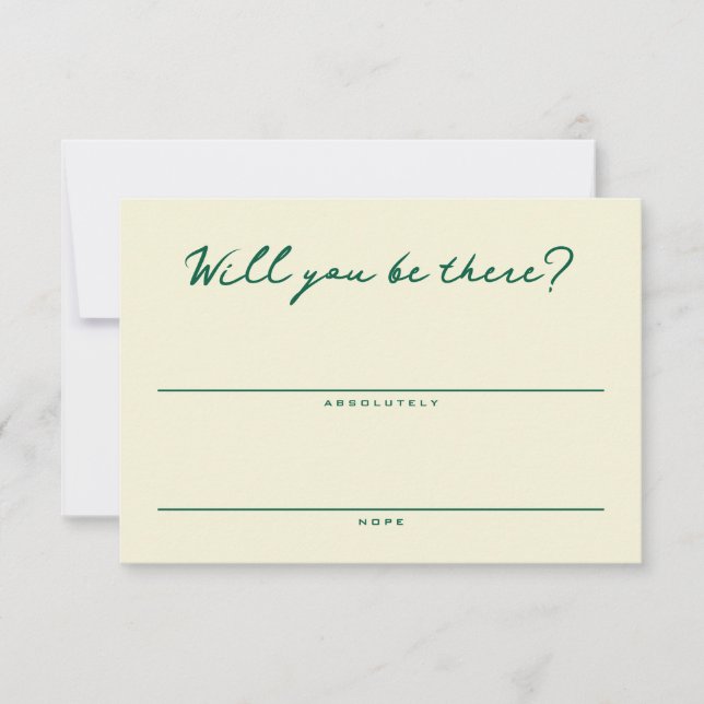 Carte de réponse RSVP simple jaune et verte (Devant)